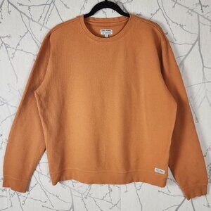 Banks Journal Orange Organic Cotton Waffle Knit Crewneck Thermal Shirt